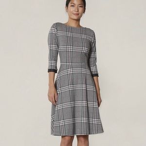 Leota Circle Dress w/ Bracelet Sleeve, Plaid, XS